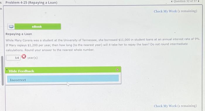 How do I solve this? Check My Work ( 1 remaining)