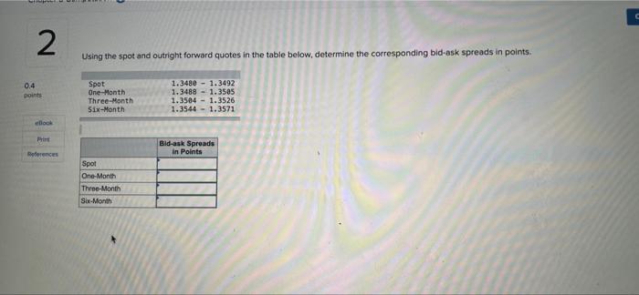  2 0.4 points ellook Print References Using the spot and outright