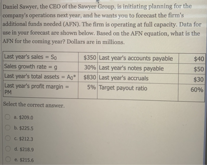 The questions are multiple choice pick the correct answer. Daniel Sawyer, the