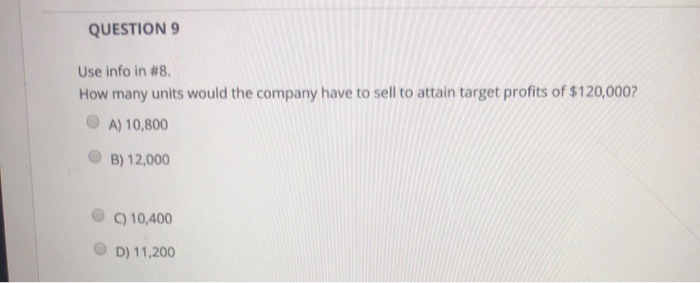 Variable expense 300,000 Contribution margin 500,000 Fixed expense 400,000 Net Oper income