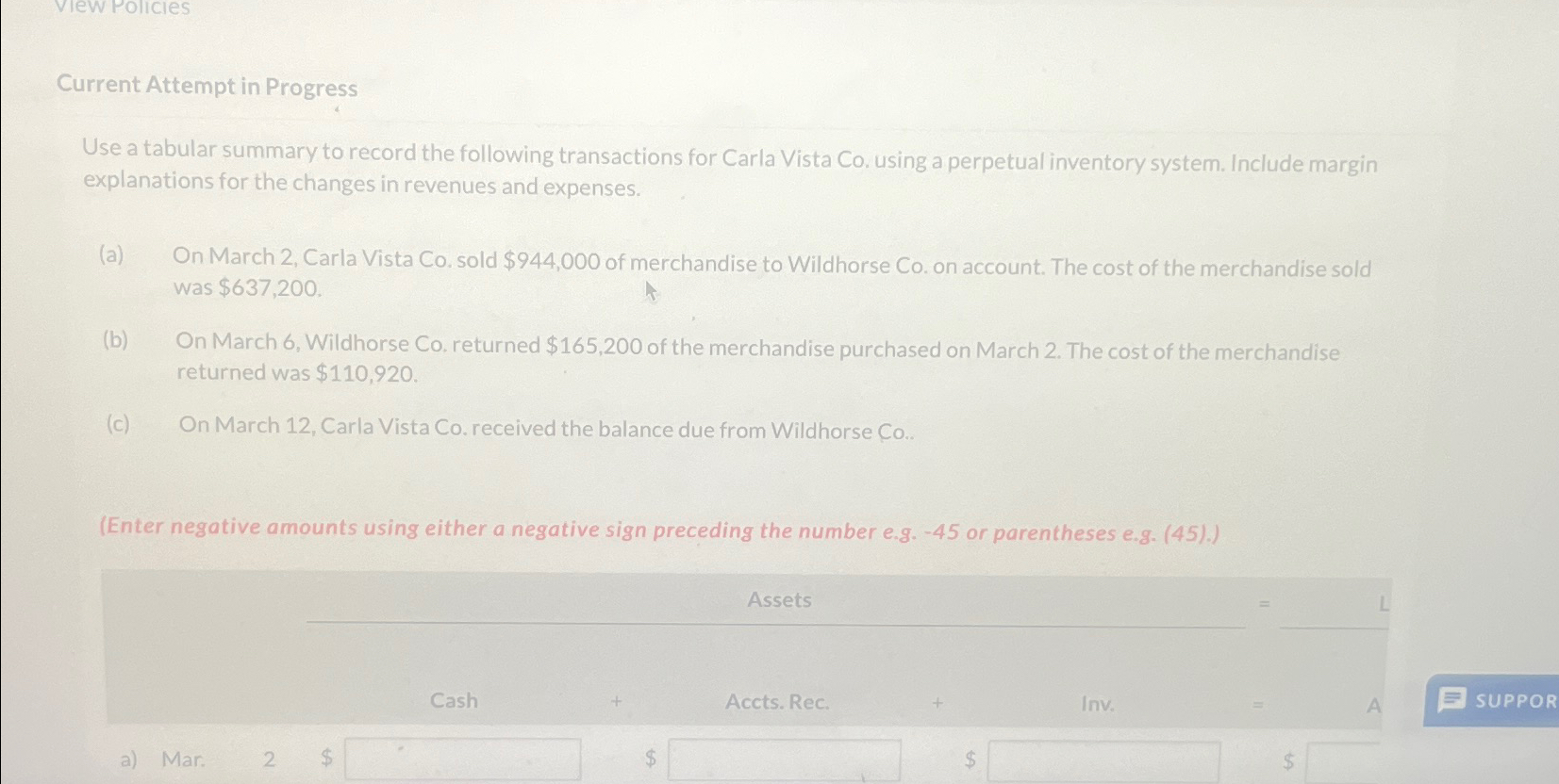  View Policies Current Attempt in Progress Use a tabular summary to