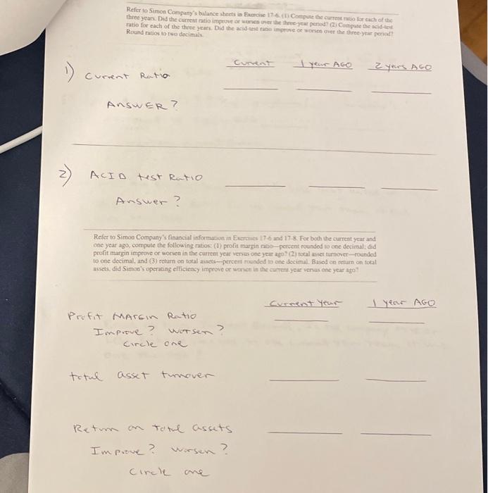 on the following image. please and thank you Simon Company's yearend balance