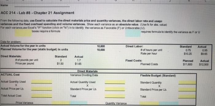 D ACC 214.Lab #8 Chapter 21 Assignment From the direct res and