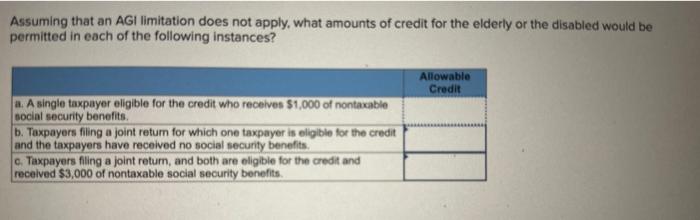  Assuming that an AGI limitation does not apply, what amounts of