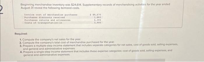 show work as well Required information [The following information applies to the