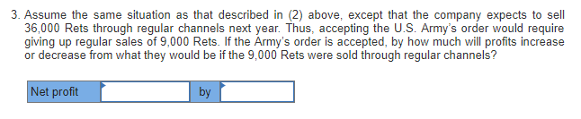 sell 36,000 Rets per year. Costs associated with this level of production