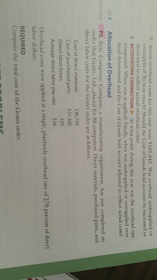 How would you work this problem pertaining to allocation overhead? 3. Actual