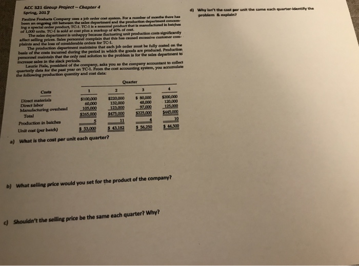  Can you help me solving this problem ACC 321 Group Project-
