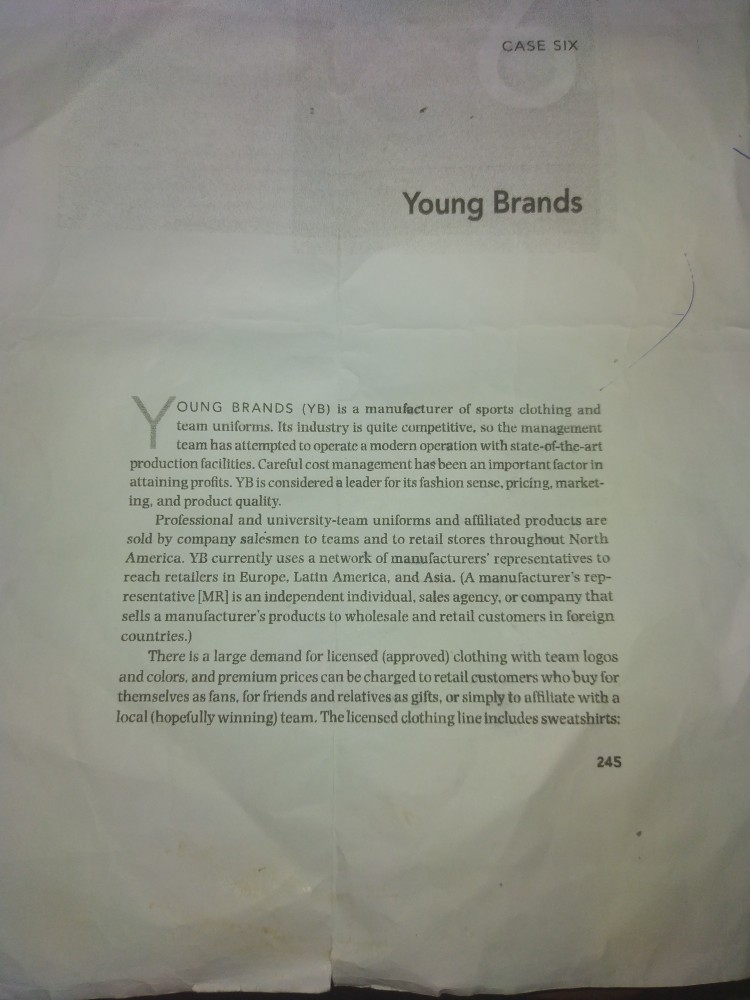 Questions for Young brands case study 1. (a.) What will be YB's
