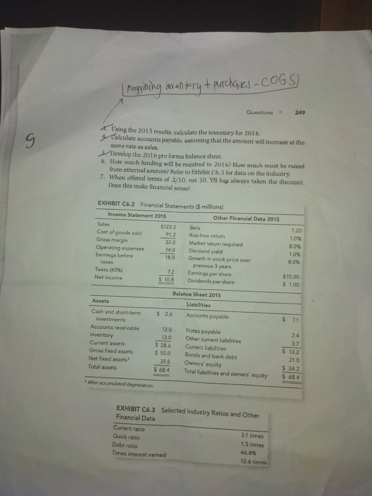 Refer to Exhibit C6.3 for data on the industry. 3. When offered