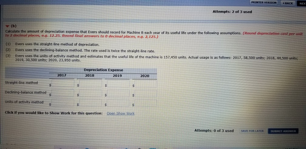 10-3A (Part Level Submission) On January 1, 2017, Evers Company purchased the