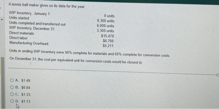  A tennis ball maker gives us its data for the year