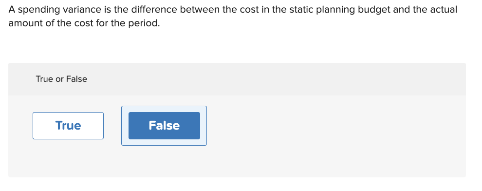  A spending variance is the difference between the cost in the