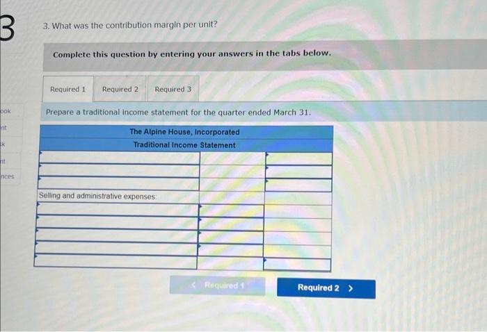 by entering your answers in the tabs below. Prepare a traditional income