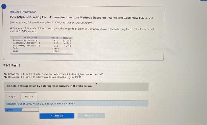 the records of Donner Company showed the following for a particular item