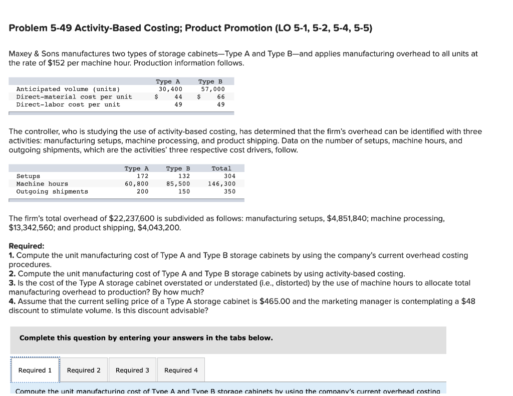 Problem 5-49 Activity-Based Costing; Product Promotion (LO 5-1, 5-2, 5-4, 5-5)