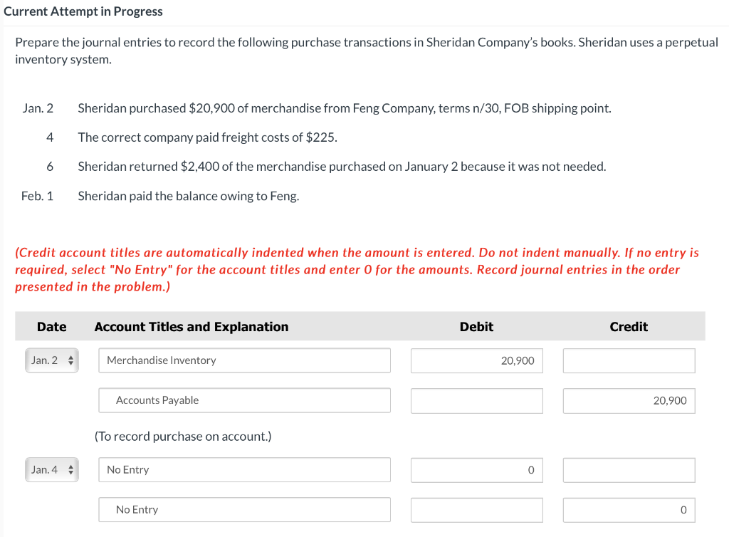  Current Attempt in Progress Prepare the journal entries to record the