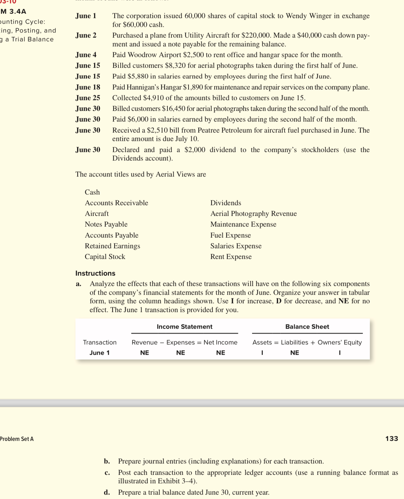  M 3.4A unting Cycle: ing, Posting, and g a Trial Balance