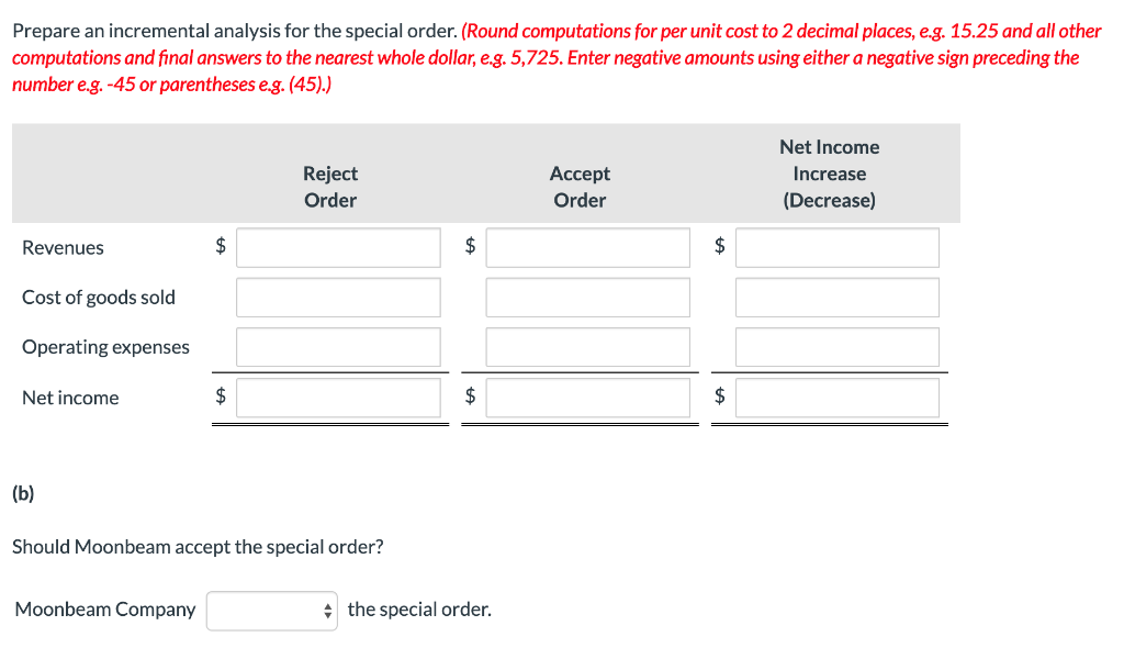 per unit cost to 2 decimal places, e.g. 15.25 and all other