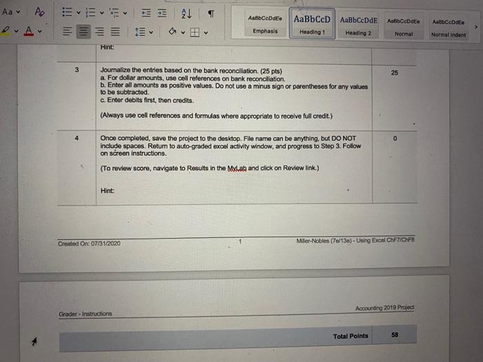ChF7/ChF8 Project Description: Miller-Nobles (7/13) - Using Excel ChF7/ChF8 v1 Steps to