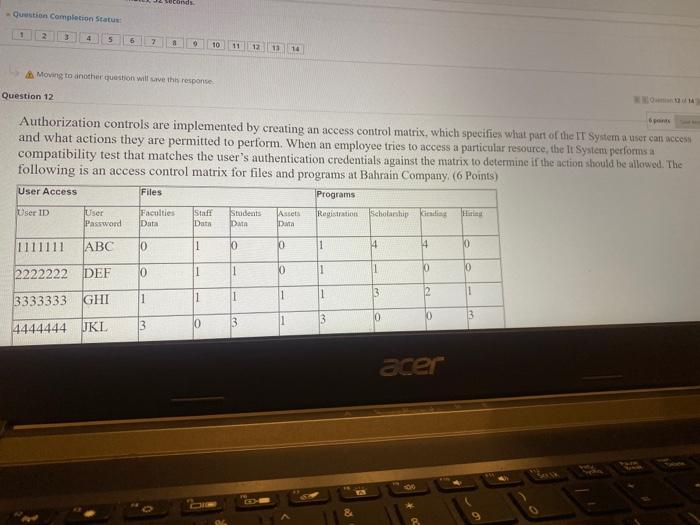  Question Completion Status: 1 2 3 4 5 6 7 8