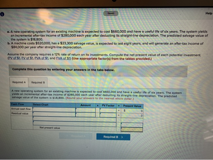  Saved Help a. A new operating system for an existing machine