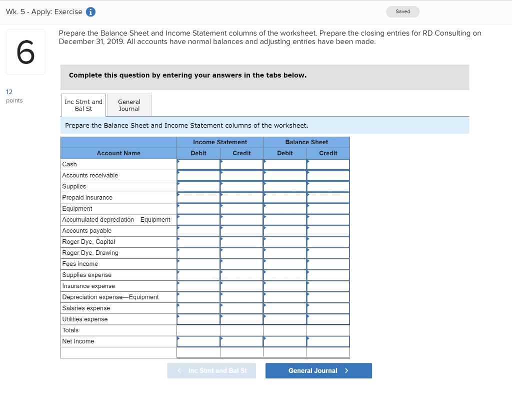 of RD Consulting on December 31, 2019, appear as follows. Balance Account