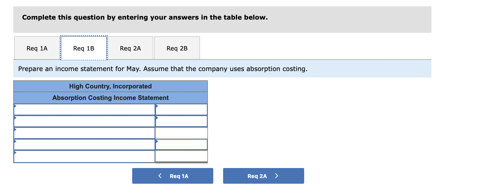 High Country, Incorporated, produces and sells many recreational products. The company has
