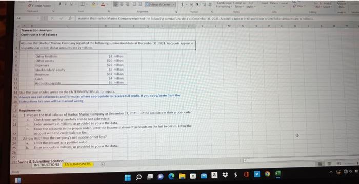 excel assignment. please help! $ - % alle A 6 M 0