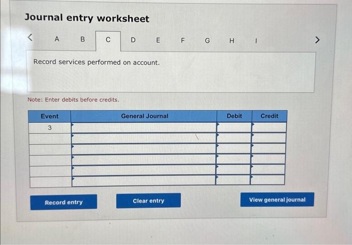 expenses. Note: Enter debits before credits. Journal entry worksheet Record adjusting entry