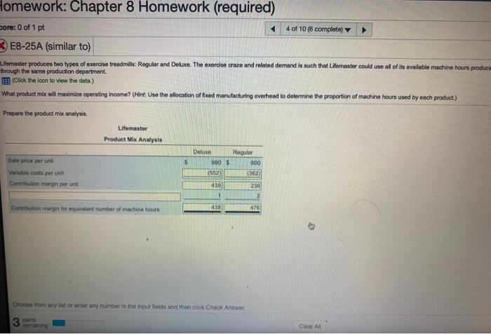  Tomework: Chapter 8 Homework (required) 4 of 10 ( complete) pore: