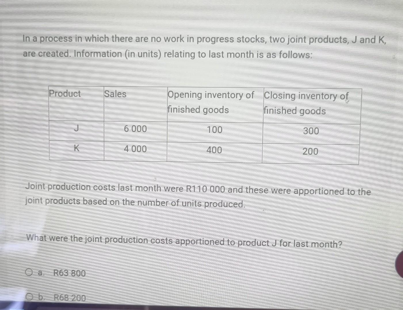 In a process in which there are no work in progress