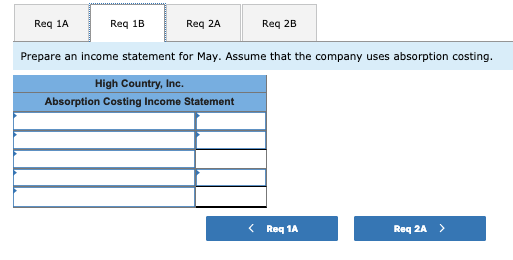  Req 1A Req 1B Req 2A Req 2B Prepare an income