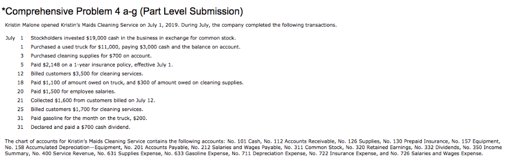  "Comprehensive Problem 4 a-g (Part Level Submission) Kristin Malone opened Kristin's