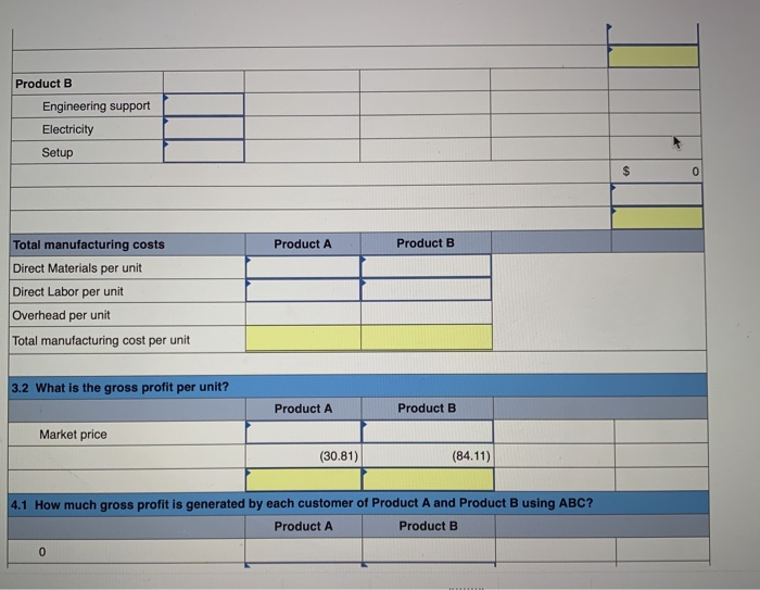 500 customers Product B Direct materials $25 per unit 1.5 DLH per