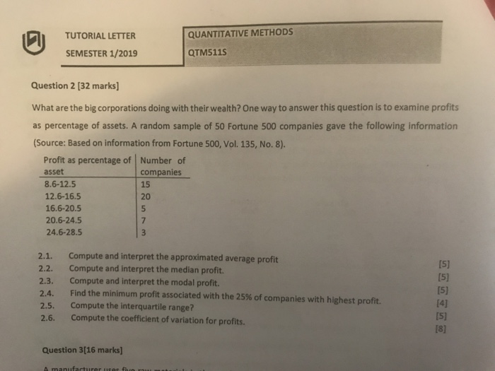 What are the big corporations doing with their wealth TUTORIAL LETTER QUANTITATIVE