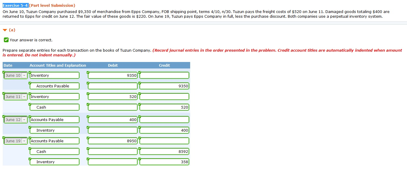 Prepare separate entries for each transaction for Epps Company. The merchandise purchased