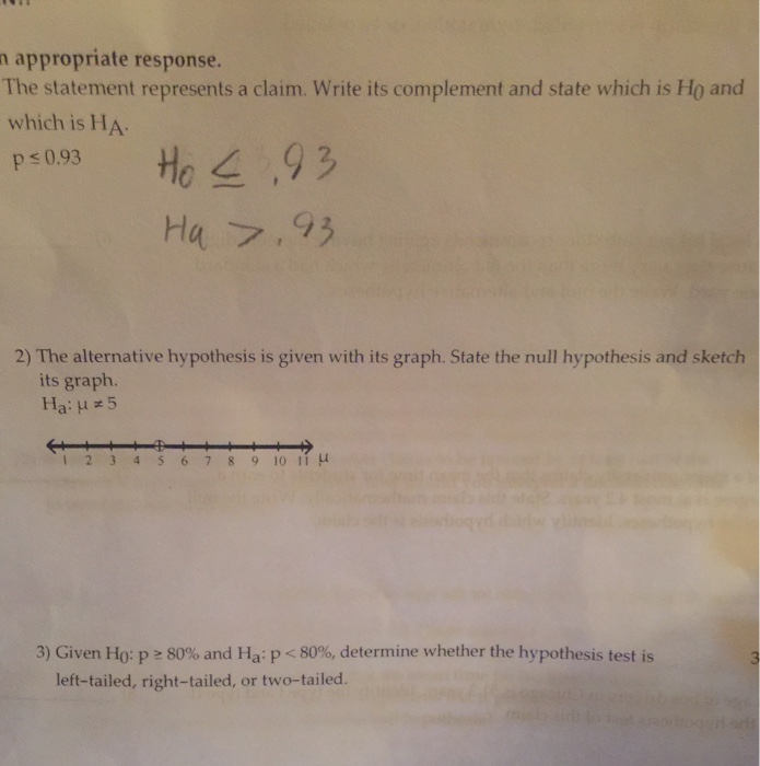  The statement represents a claim. Write its complement and state which