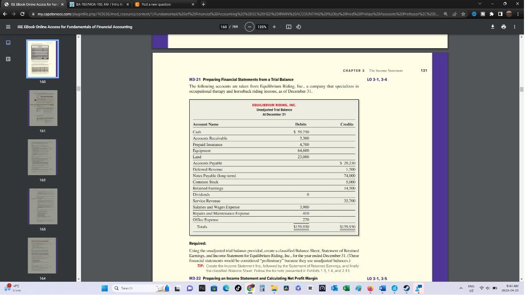 This assignment is based on Textbook Exercise- M3 -21 (Equilibrium Riding, Inc.)