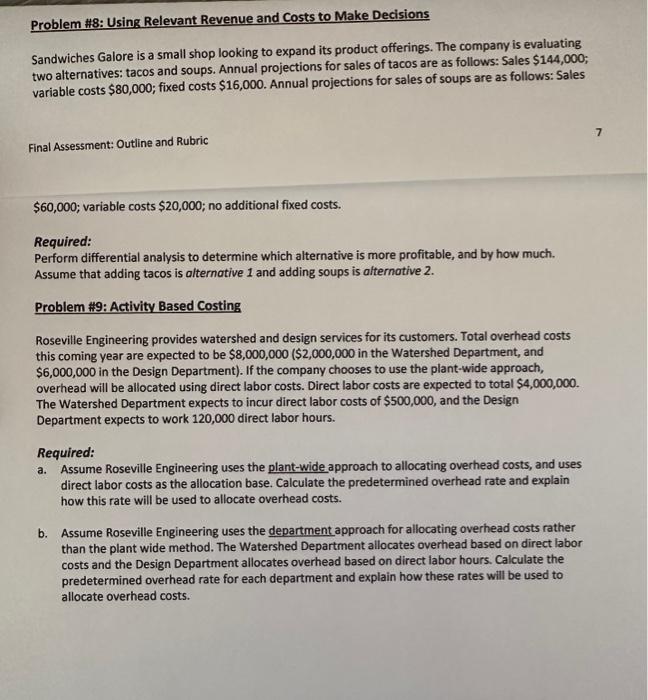 & 9. Step TWO: Perform Calculations \& Explain Methods For each problem