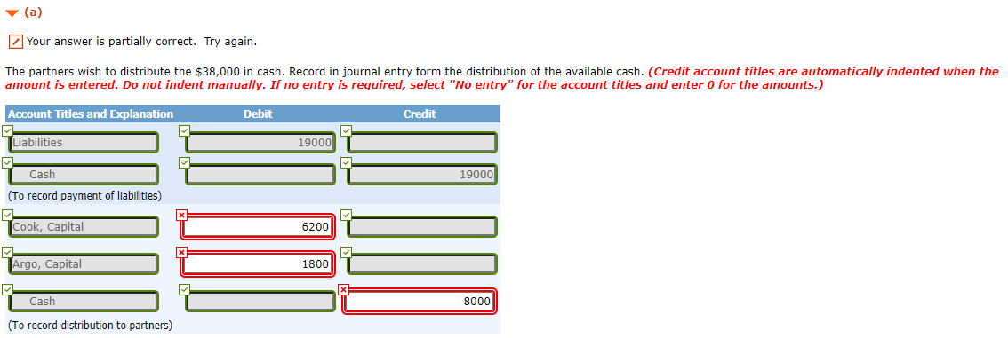 CPA Partnership operated by Cook, Parks, and Argo is being liquidated. A