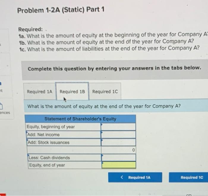 The following financial statement information is from five separate companies. Company Company