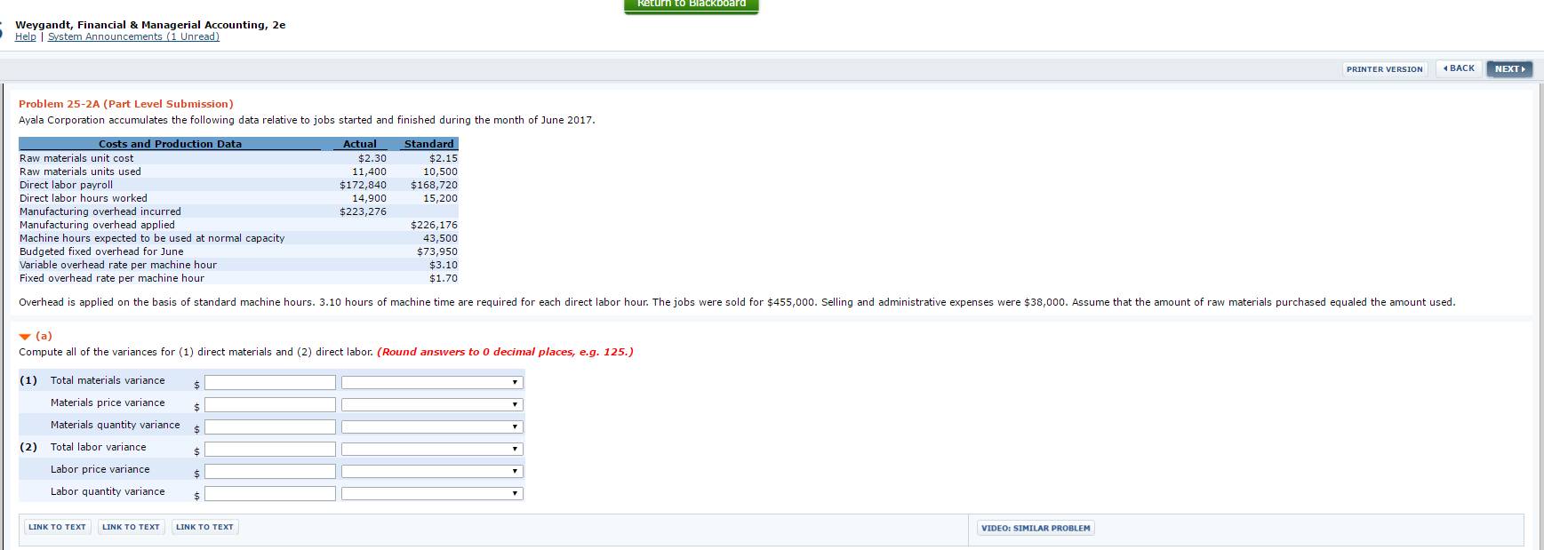 I need help solving all 4 sections3) Total overhead variance 4) Prepare