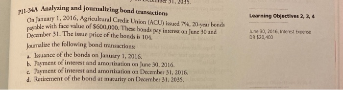  Learning Objectives 2, 3, 4 Dember 31, 2035. A Analyzing and