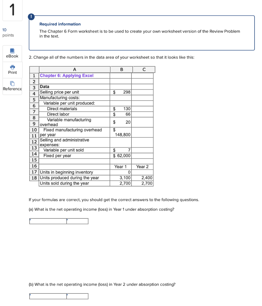  1 Required information 10 The Chapter 6 Form worksheet in the