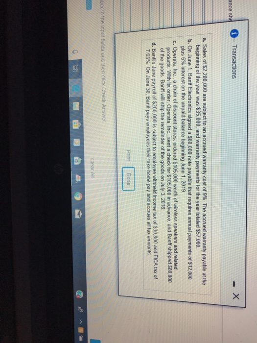 parts showing O. Hi e Banff Electronics completed these selected transactions during