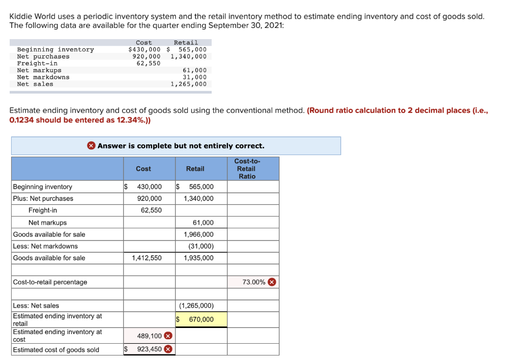 Please explain how you get the correct answer. Kiddie World uses a