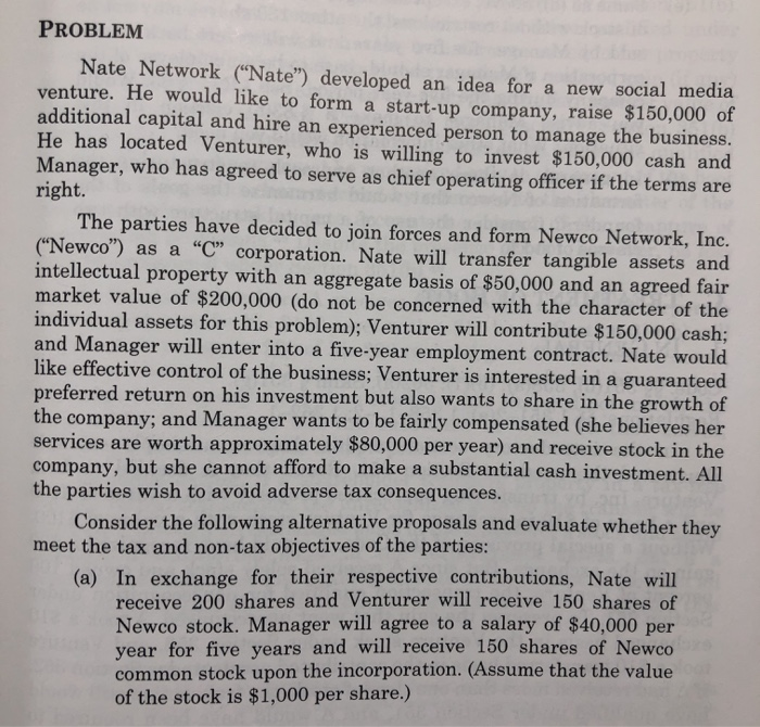  PROBLEM Nate Network ("Nate) developed an idea for a new social