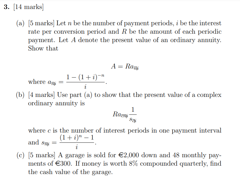  3. [14 marks] (a) [5 marks] Let n be the number