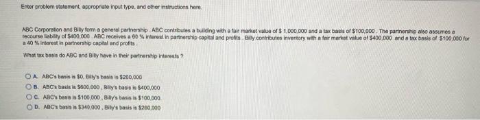  Enter problem statement appropriate input type and other instructions here. ABC